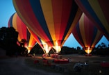 hot air balloons on ground