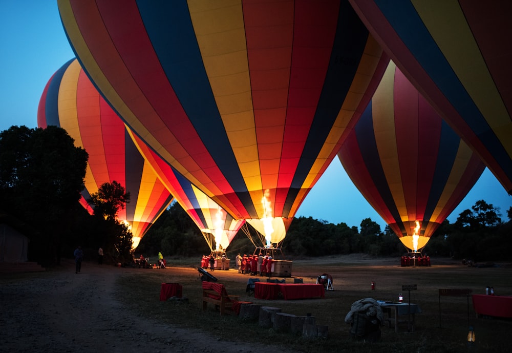 hot air balloons on ground