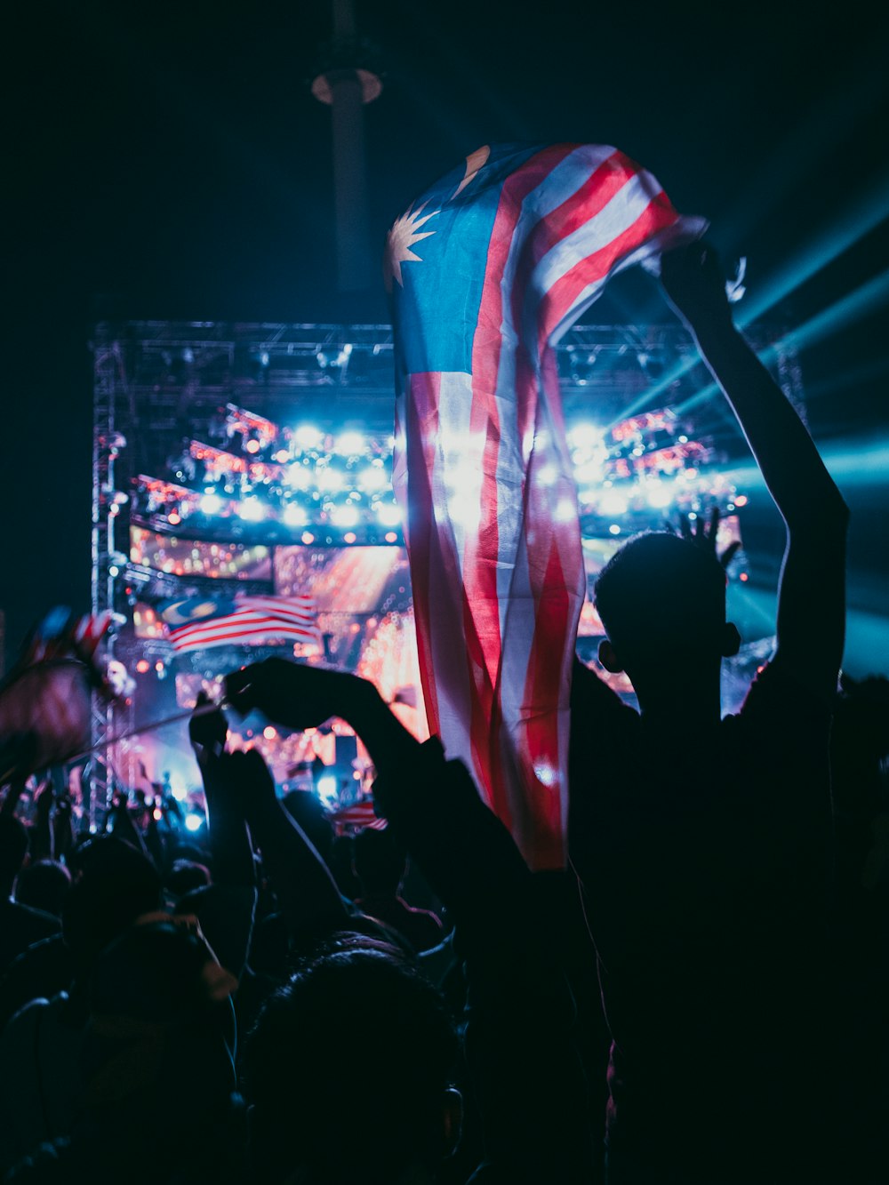 person holding Malaysian flag