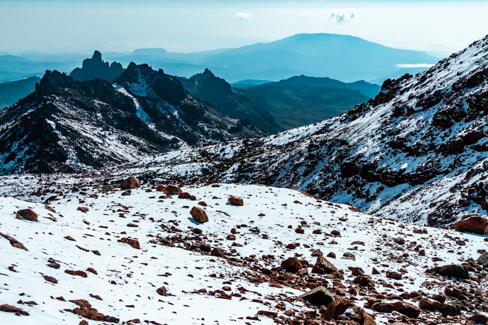 snow covered mountains at daytime