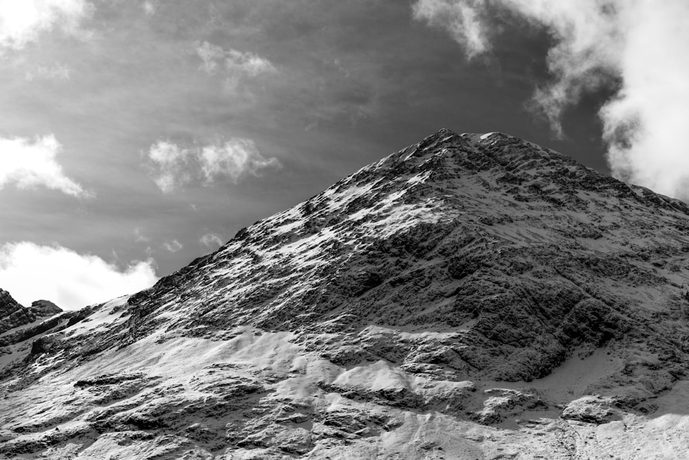 grayscale photography of mountain