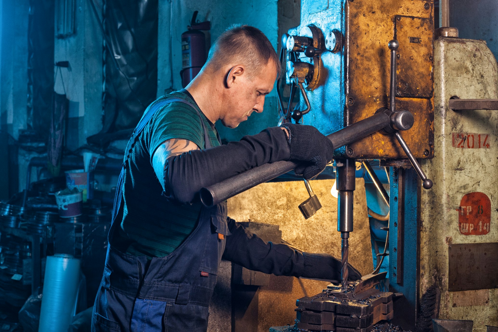 Drilling machine in the workshop