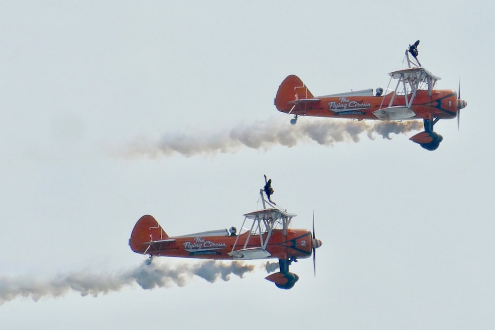 two biplane on flight