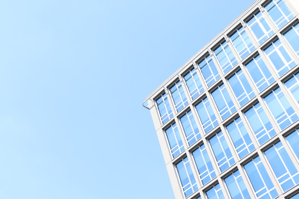 concrete building with glass windows