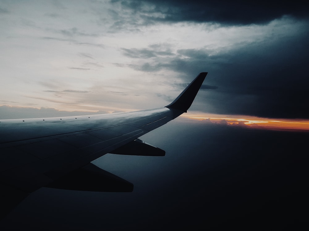 aerial photography of plane wing