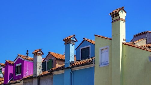 several multicolored concrete houses