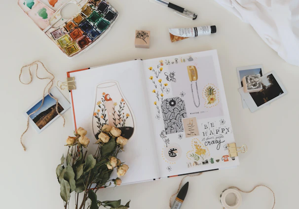 flatlay photography of stuffs on white surface