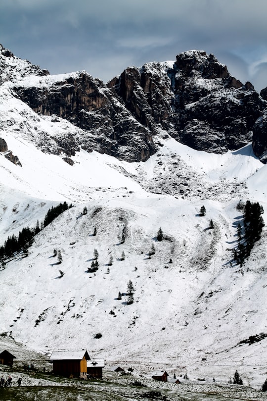 snow covered mountain in San Pellegrino Pass Italy