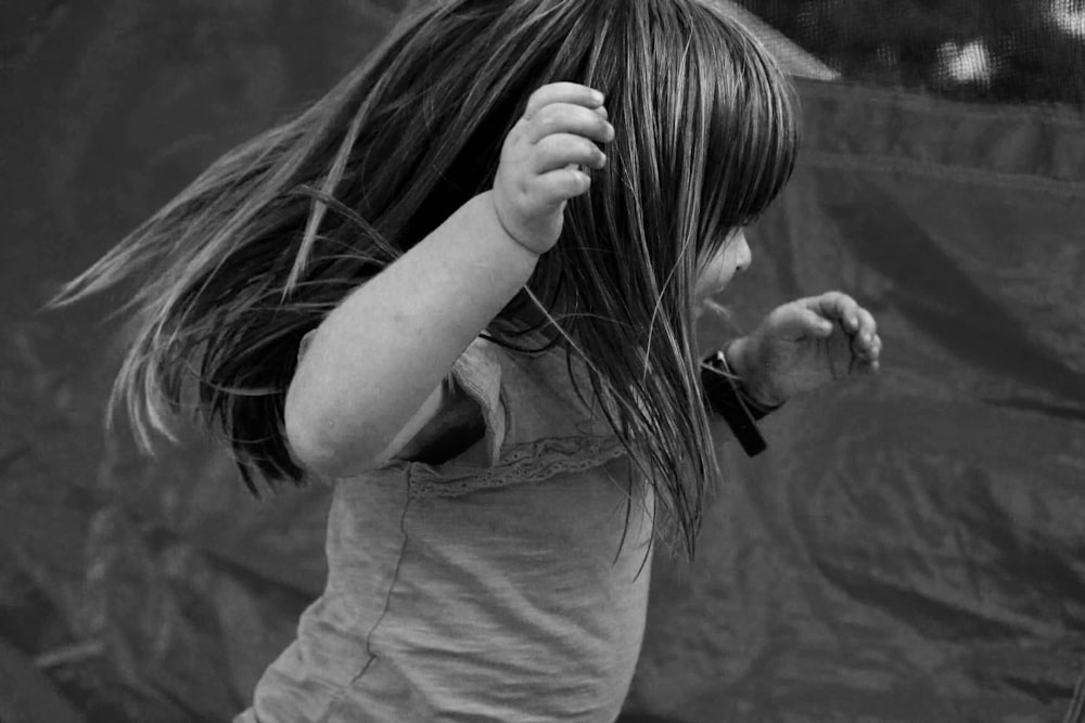 grayscale photography of girl