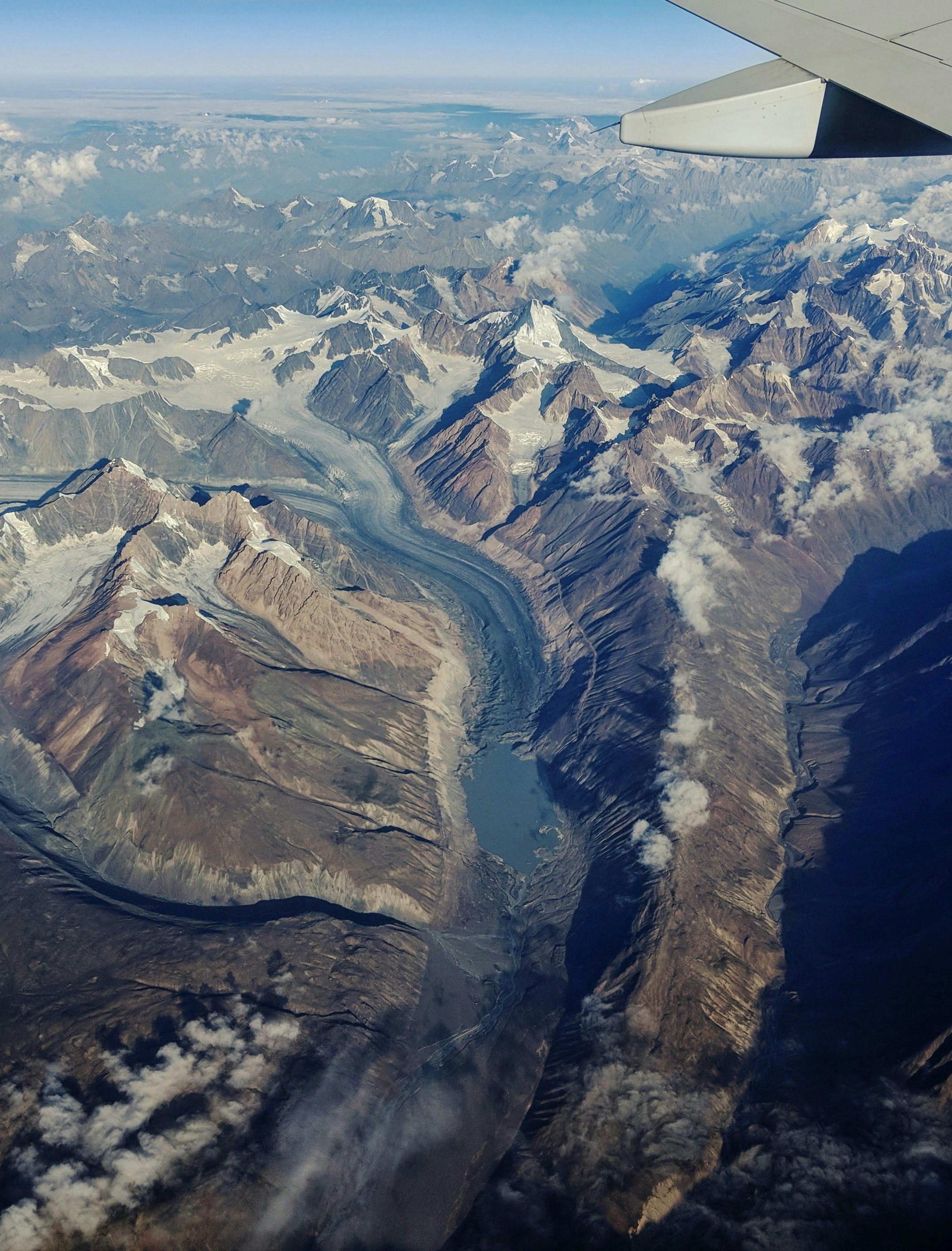 Drang-Drung Glacier as spotted from my flight. I was lucky enough to fly over these mountains on a clear day.