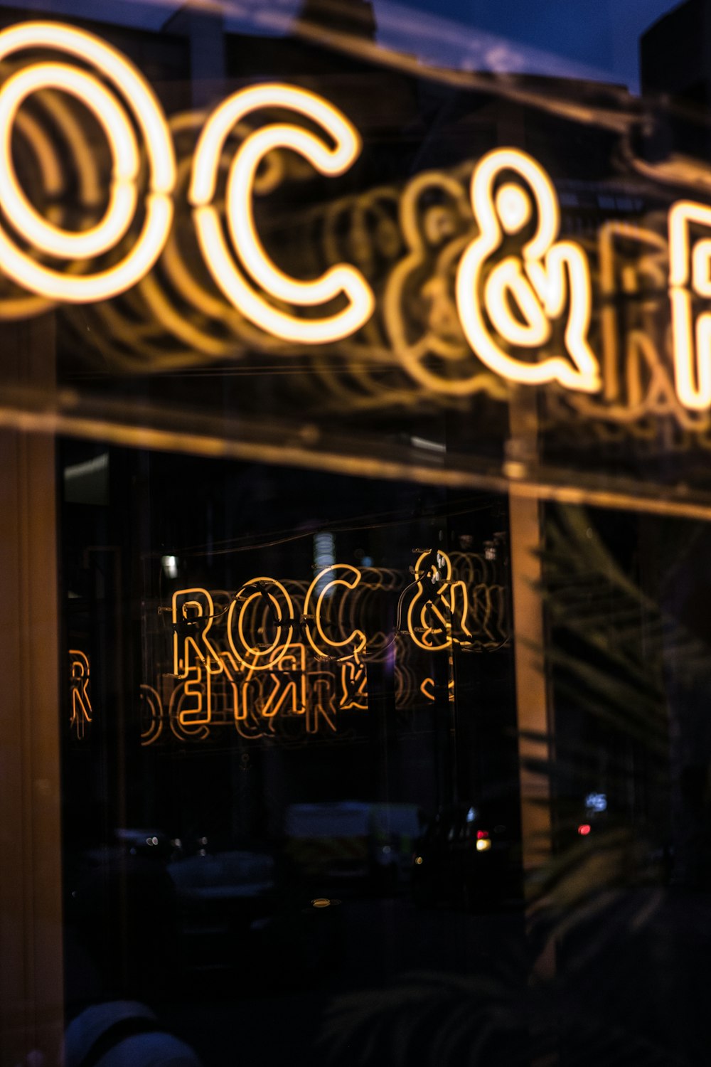 white Roc & Rye neon signage