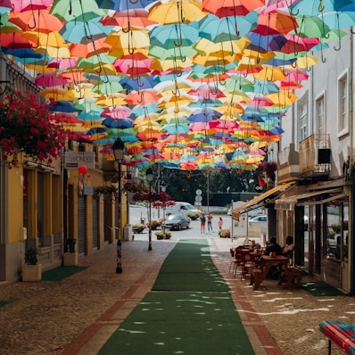 assorted-color umbrella shade