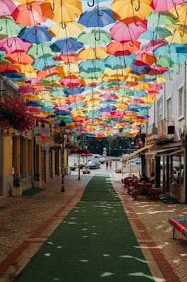 assorted-color umbrella shade
