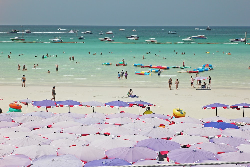 people on white sand beach during daytime