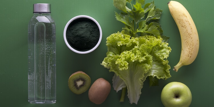 assorted fruits and vegetables on green surface