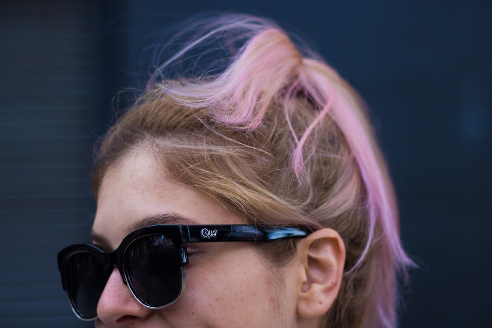 women's black semi-framed Clubmaster-style sunglasses