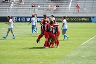 A group of friends wearing various soccer jerseys, enjoying a game.