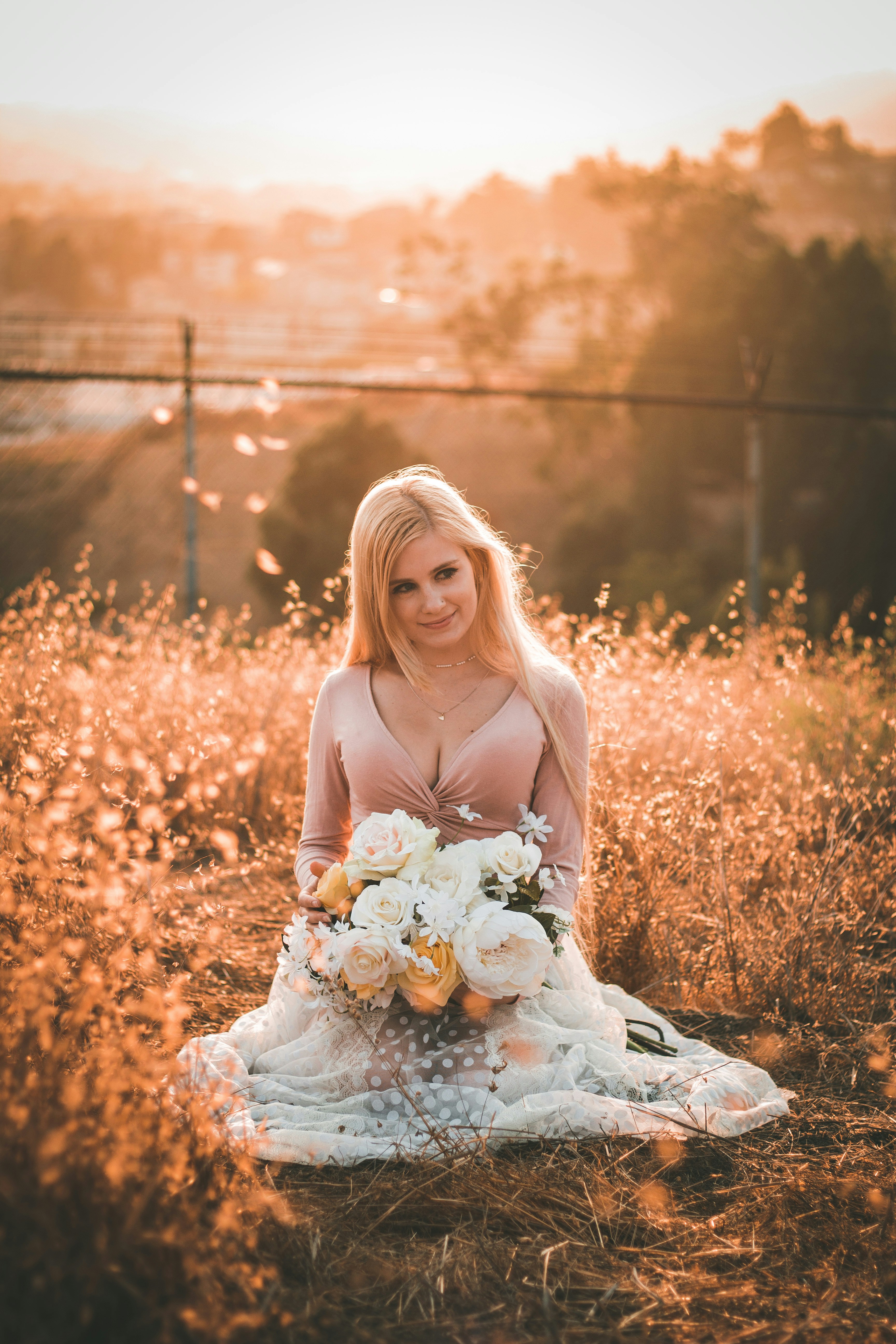 women's pink scoop-neck long-sleeve shirt