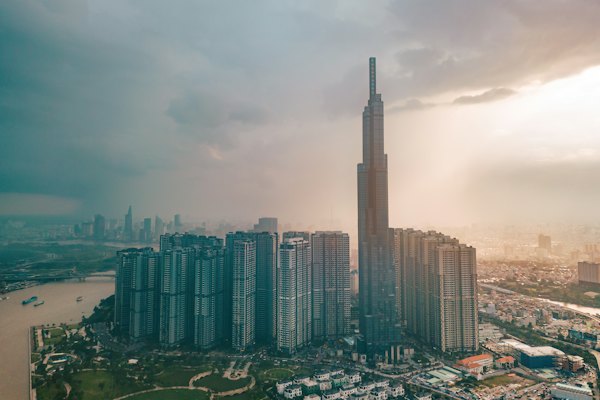 Aerial photography concrete buildings