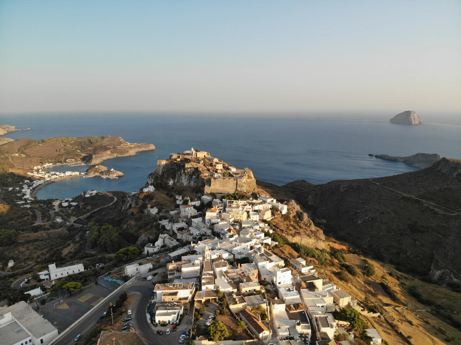 Coastal landscape and houses in Kythera, Greece