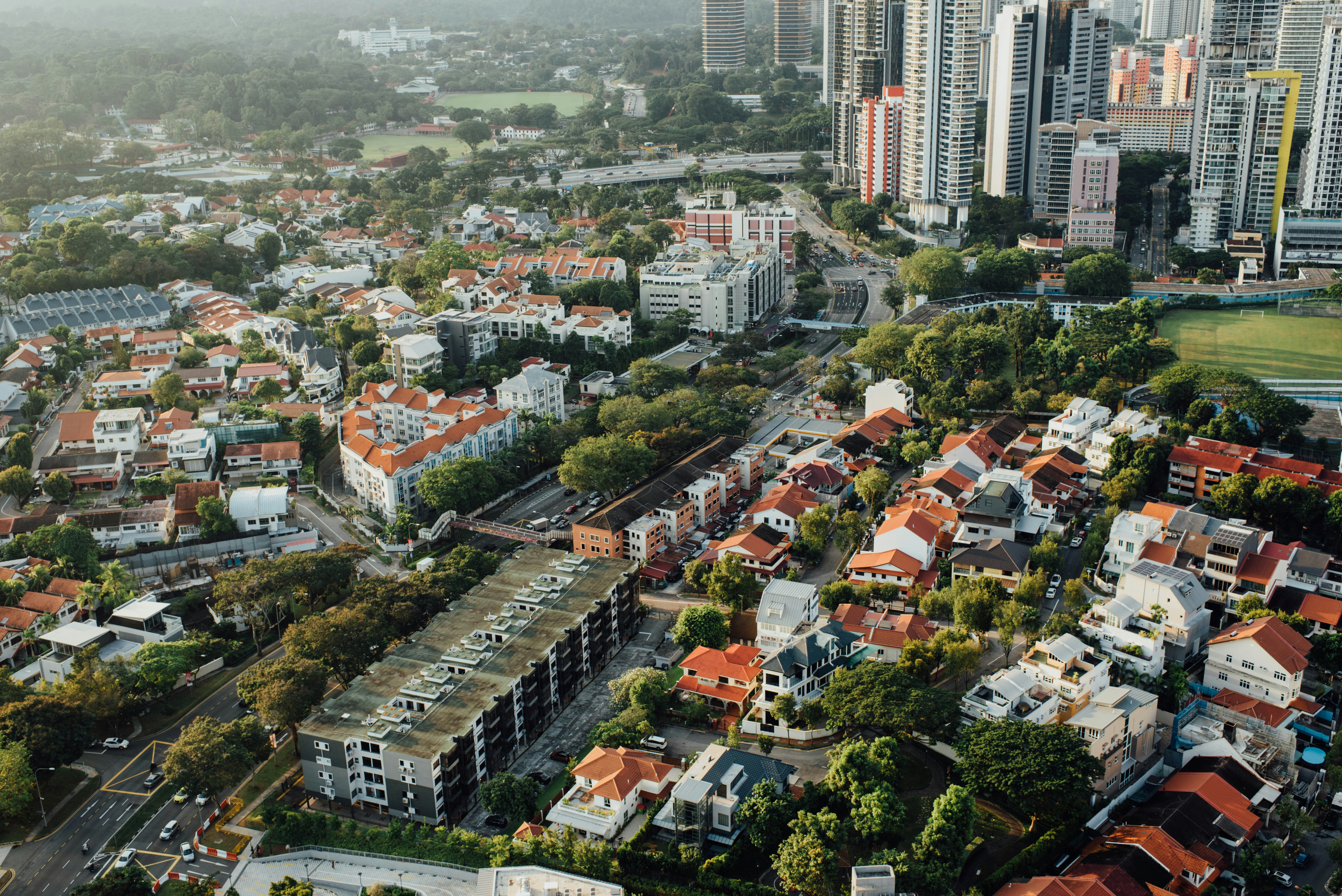 gray and black 4-storey concrete building