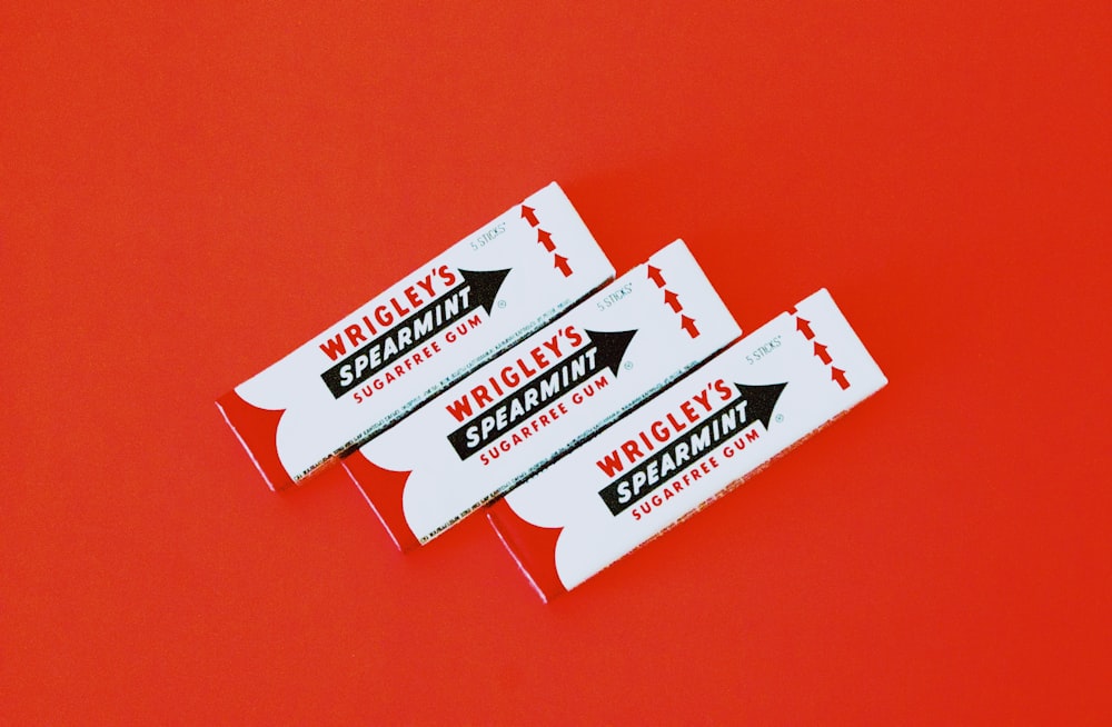 three Wrigley's spearmint gum packs