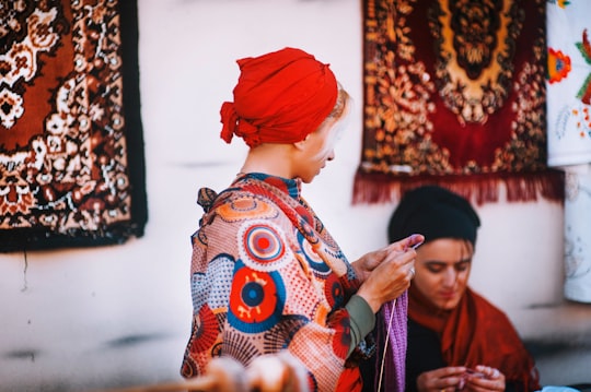 two women crocheting in Batumi Georgia