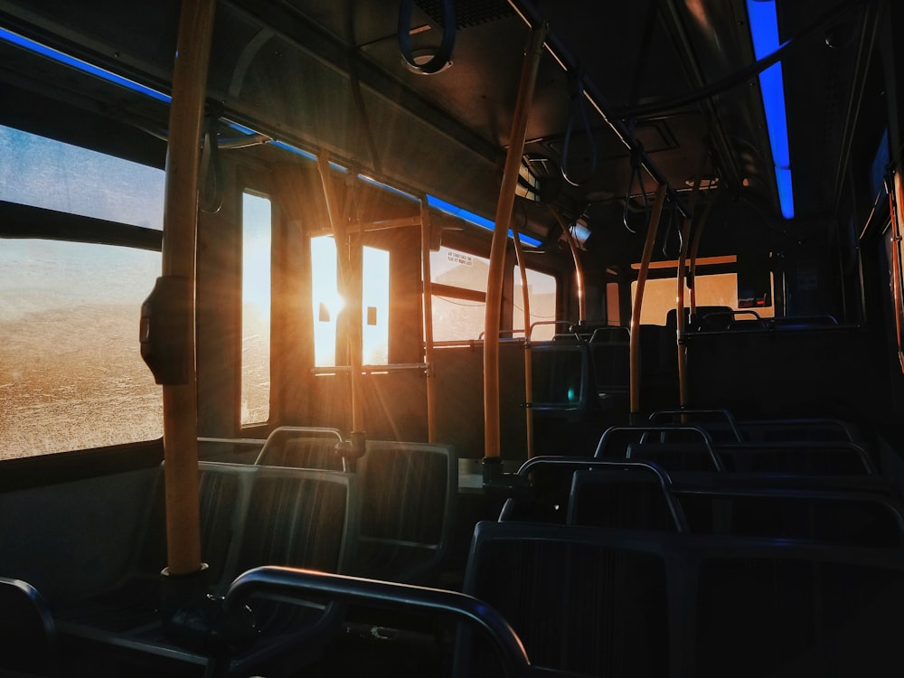 orange and black bus interior