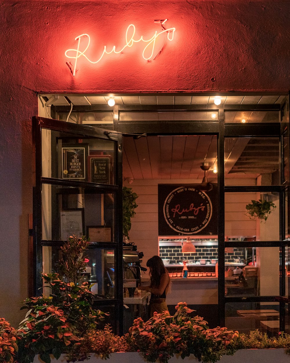 Ruby's neon light signage