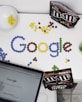photo of M&M forming Google chocolate candies on table