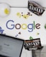 photo of M&M forming Google chocolate candies on table