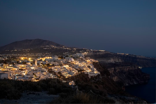 aerial photography of city at nighttime in Thera Greece