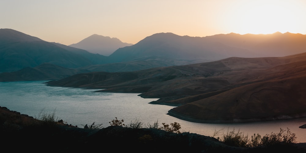 sunset with mountain