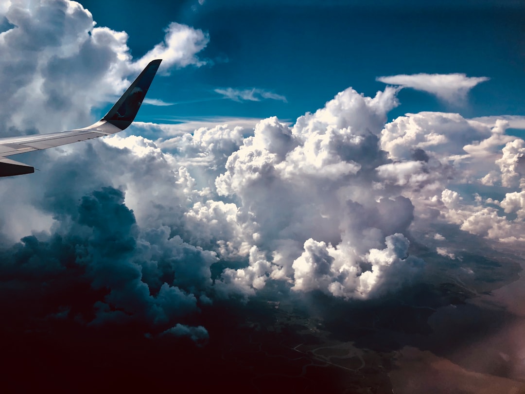 high angle photography of airliner