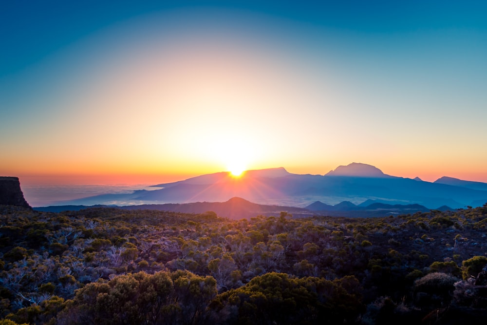 sunset over the mountain