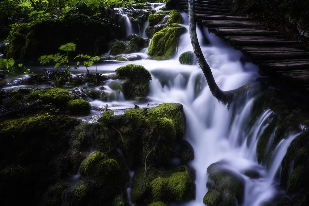 time-lapse photography of water stream