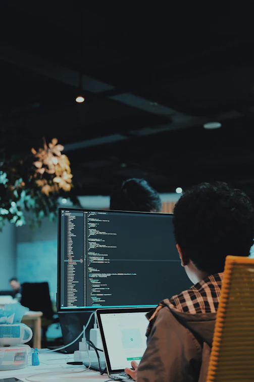 boy in front of computer monitor