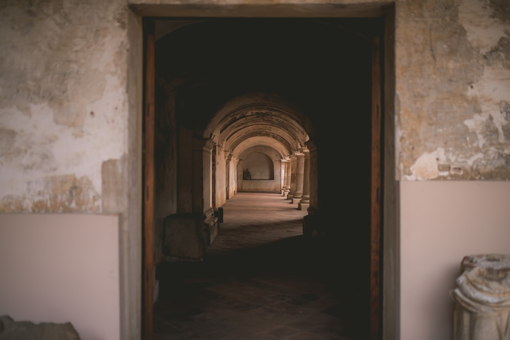 brown concrete hallway