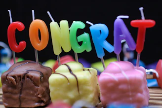 Colorful bunga papan with heartfelt congratulatory messages, perfect for celebrations.
