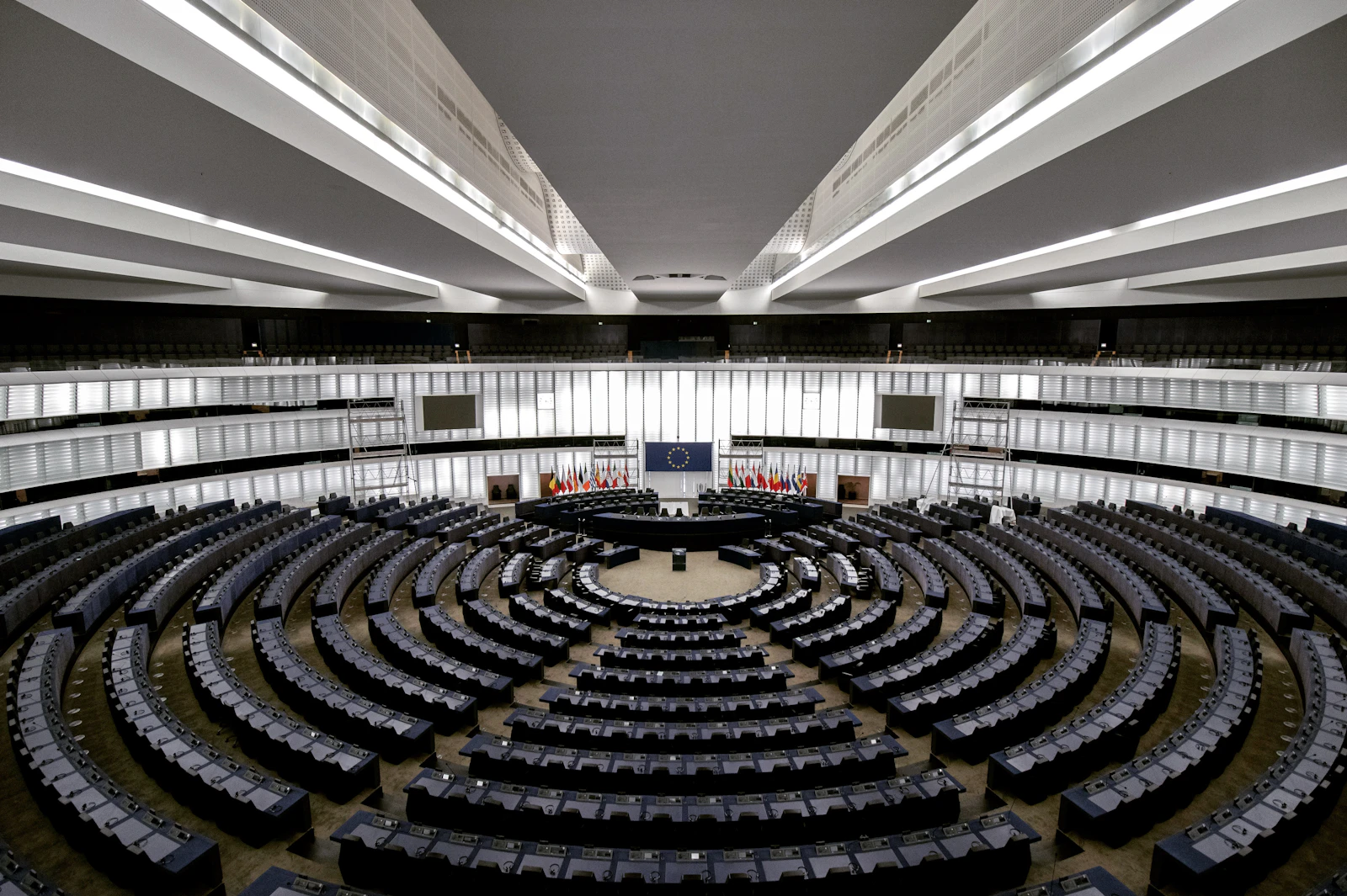 Aerial view of a parliament chamber