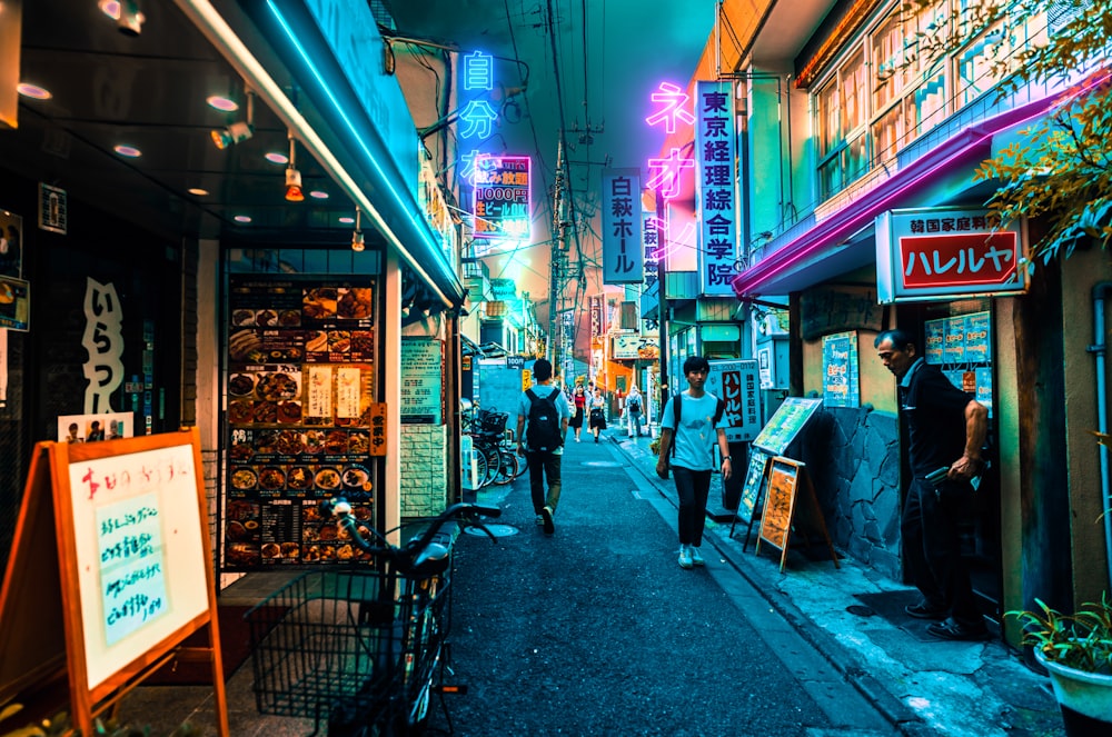 two person walking along the alley