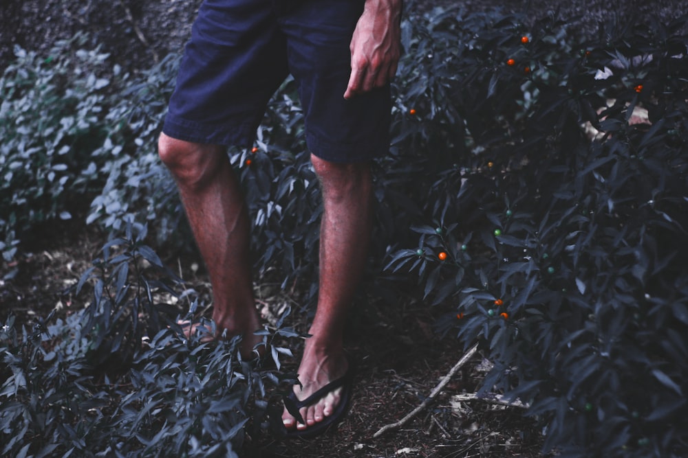 a man standing in the middle of a forest