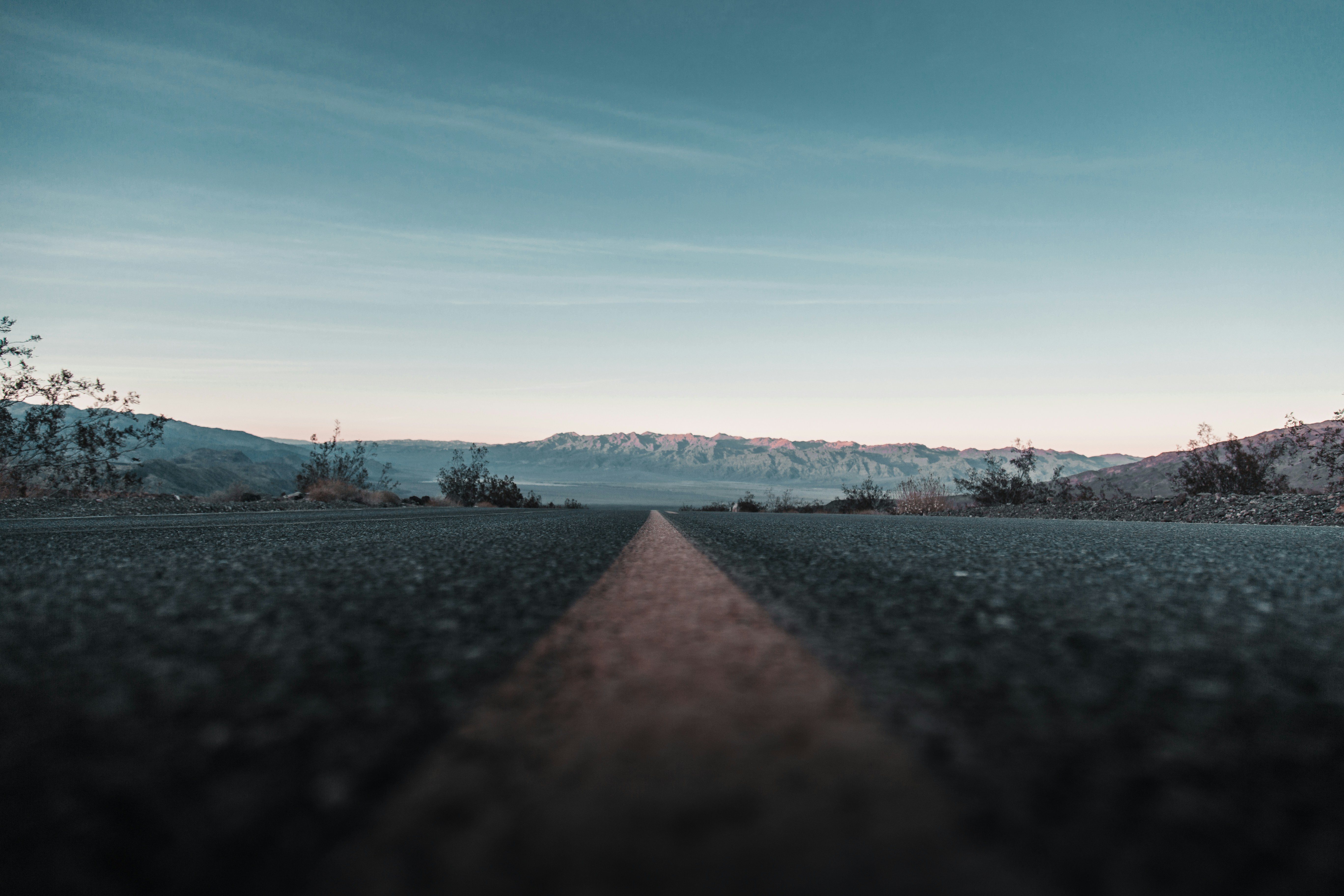 empty concrete road, Aligned in Death Valley