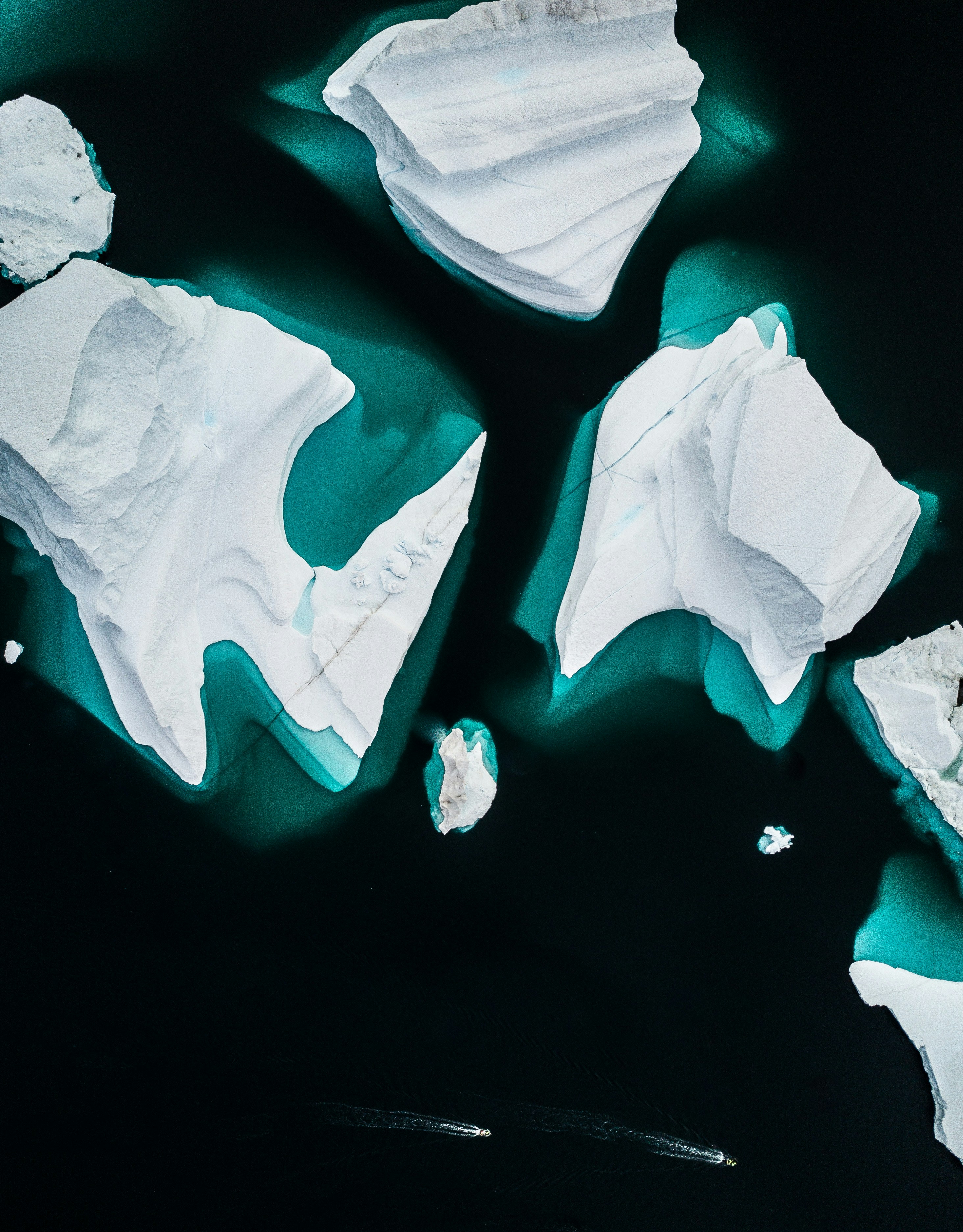 Iceberg at Scoresby Sund, Greenland from above