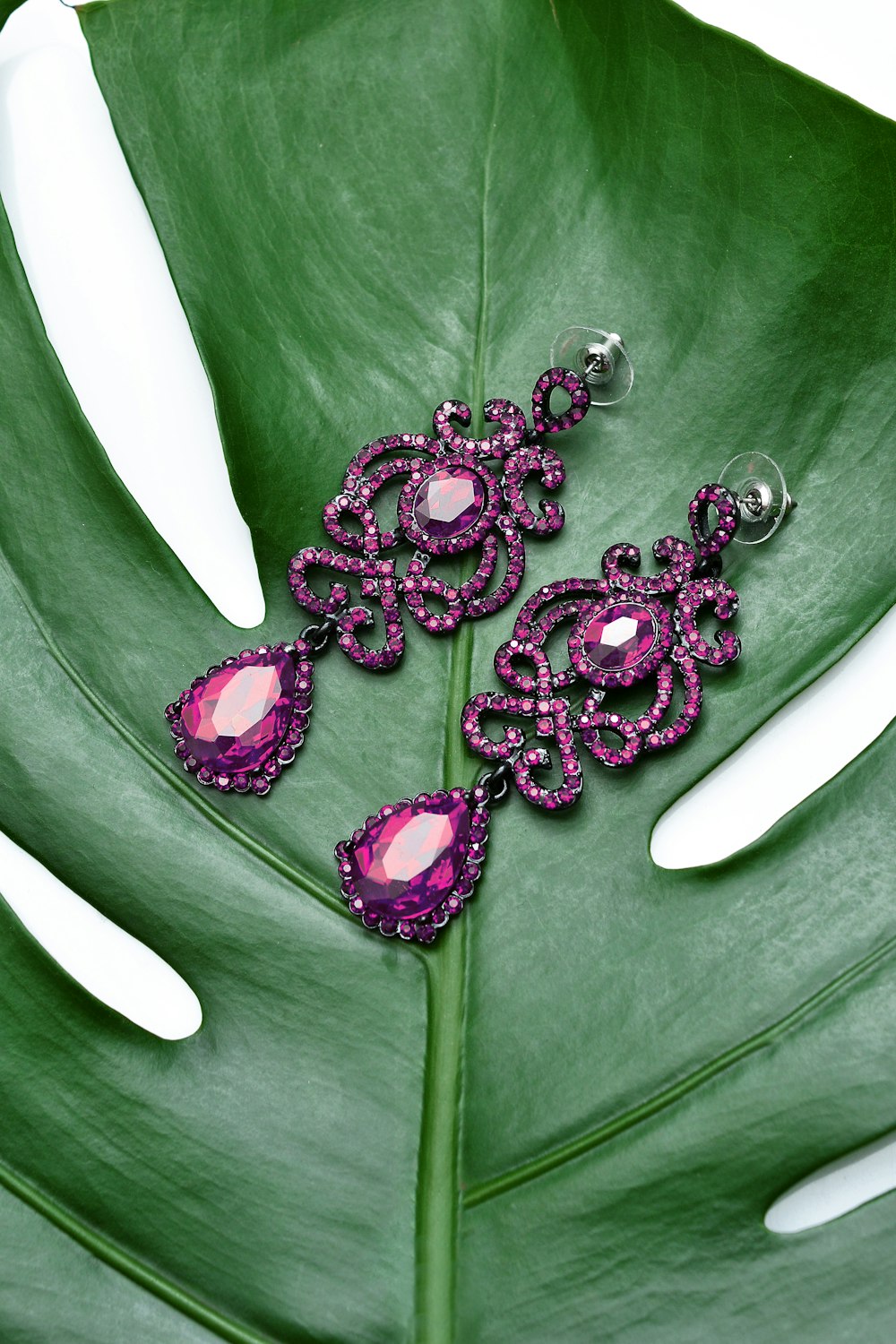 pair of purple earrings