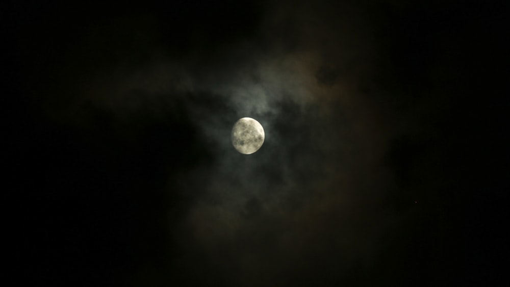full moon covered by dark clouds