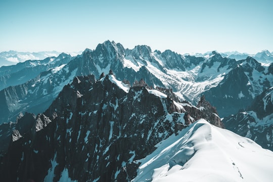 bird's-eye view photography of mountain range in Aiguille du Midi France