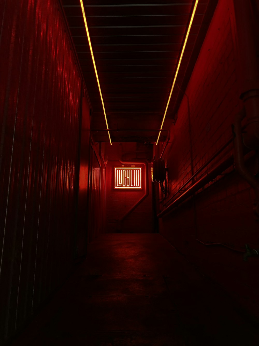 red illuminated sign