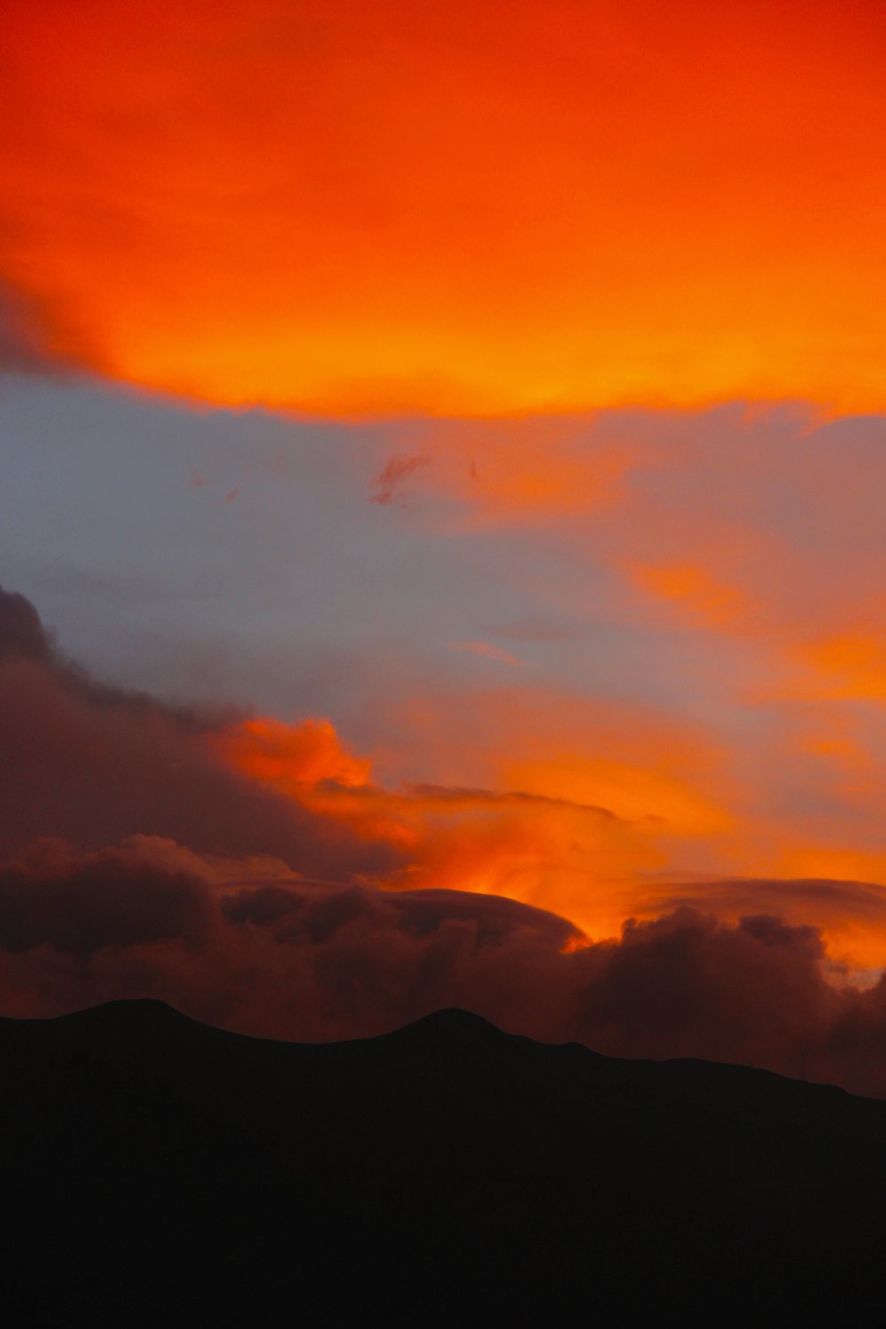 silhouette of mountain during golden hour