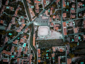 bird's-eye view photo of brown concrete house